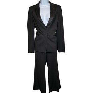 LIVIANA CONTI Womens Black Tuxedo Pants Suit Sz 12 Formal Dressy Italian Chic